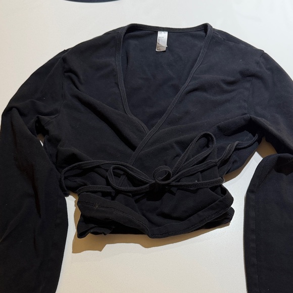 American apparel cult classic ballet wrap top sz L euc - Picture 2 of 3